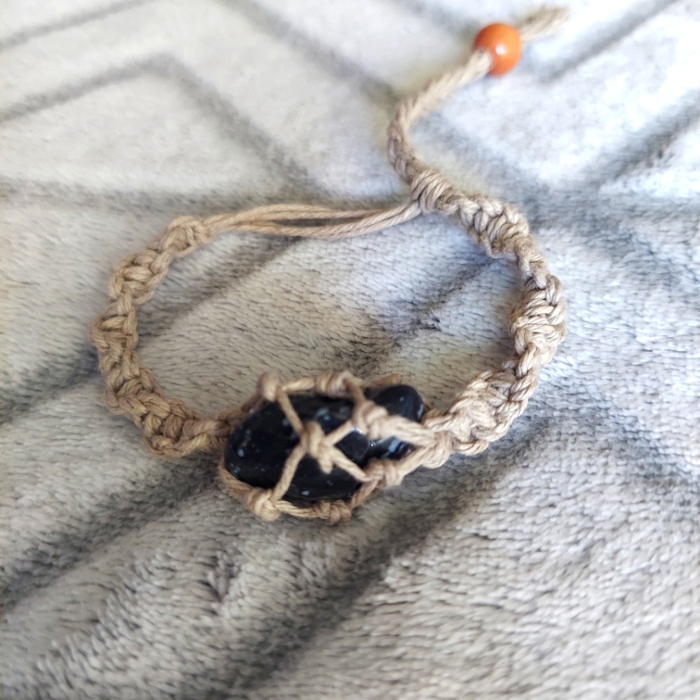 Bohemian Snowflake Obsidian bracelet